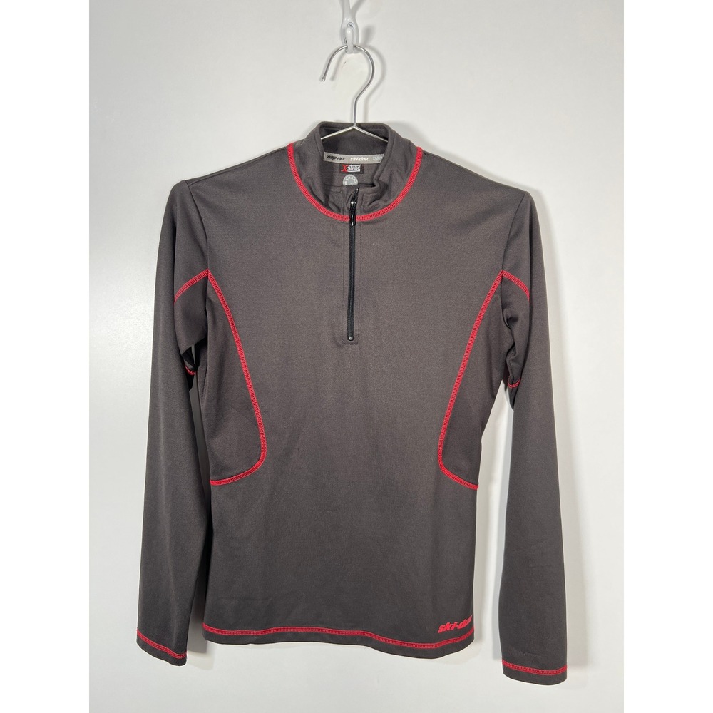 Ski-Doo BRP X-Static Gray Red Contrast Stitch‎ 1/4 Zip Base Layer Top Small
